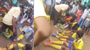 ಫುಟ್ಬಾಲ್ ನಲ್ಲಿ ಸೋತ ವಿದ್ಯಾರ್ಥಿಗಳನ್ನು ಮನಬಂದಂತೆ ಥಳಿಸಿದ ಶಿಕ್ಷಕ teacher-slaps-kicks-school-football-players-over-poor-performance